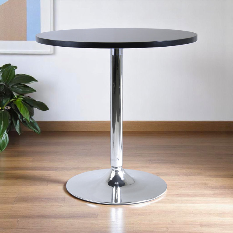 Julia Round Dining Table in Black and Chrome Metal Finish, 29.41'' H X 28.59'' W X 28.59'' D