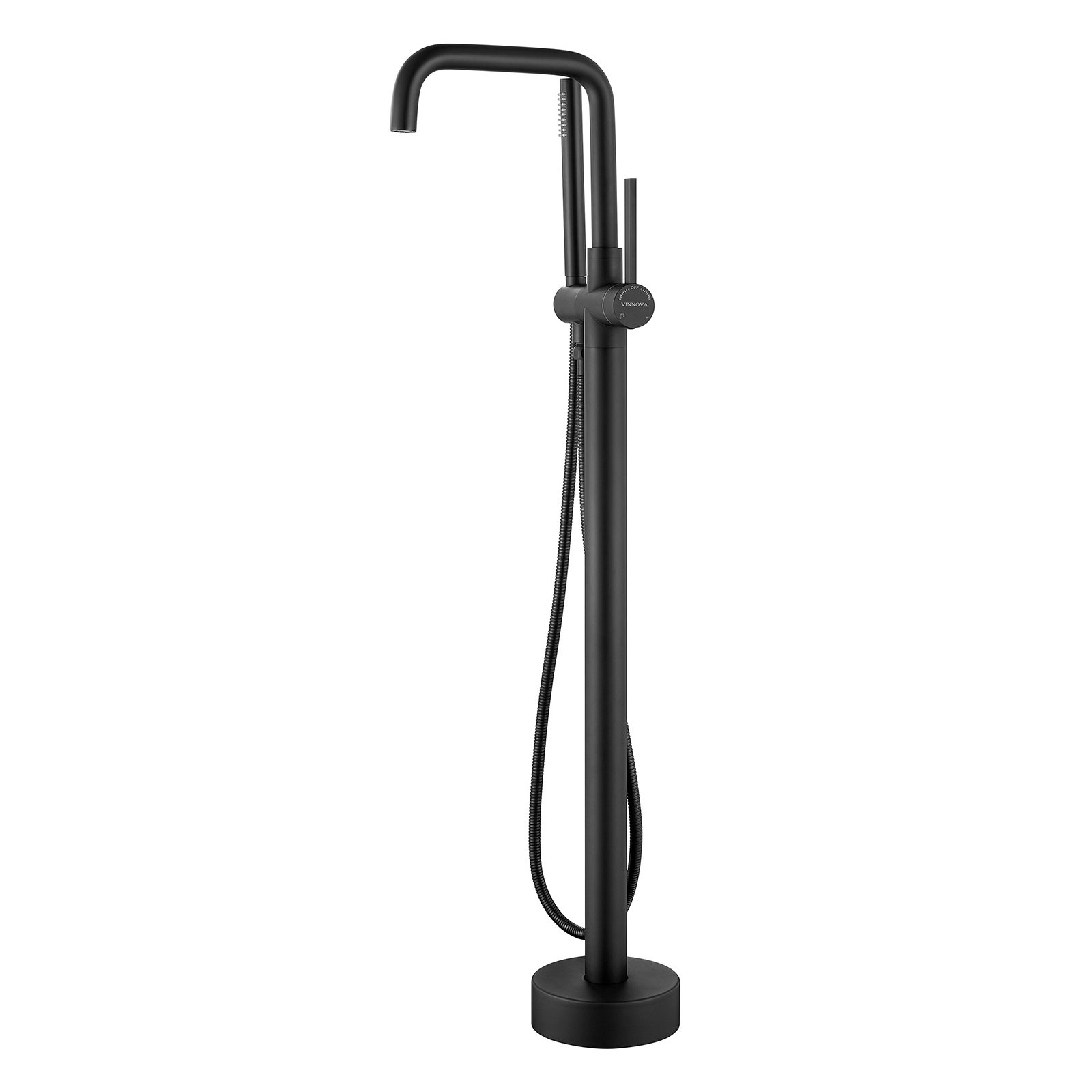 Delara Bathroom Freestanding Tub Filler with Diverter, Matt Black