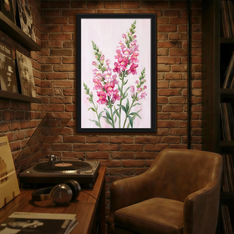 Plantes et fleurs, fleurs roses sur fond clair, art sur toile, H 18 po x l 12 po