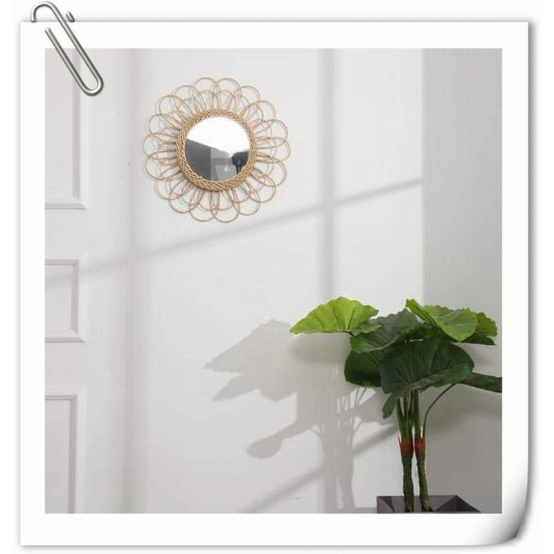 Miroir suspendu - Miroir mural en rotin tournesol, miroir de maquillage pour salle de bain Boho