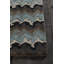Tapis en laine à chevrons rustique noir, gris, brun, bleu et beige touffeté à la main Coalwood-19940379