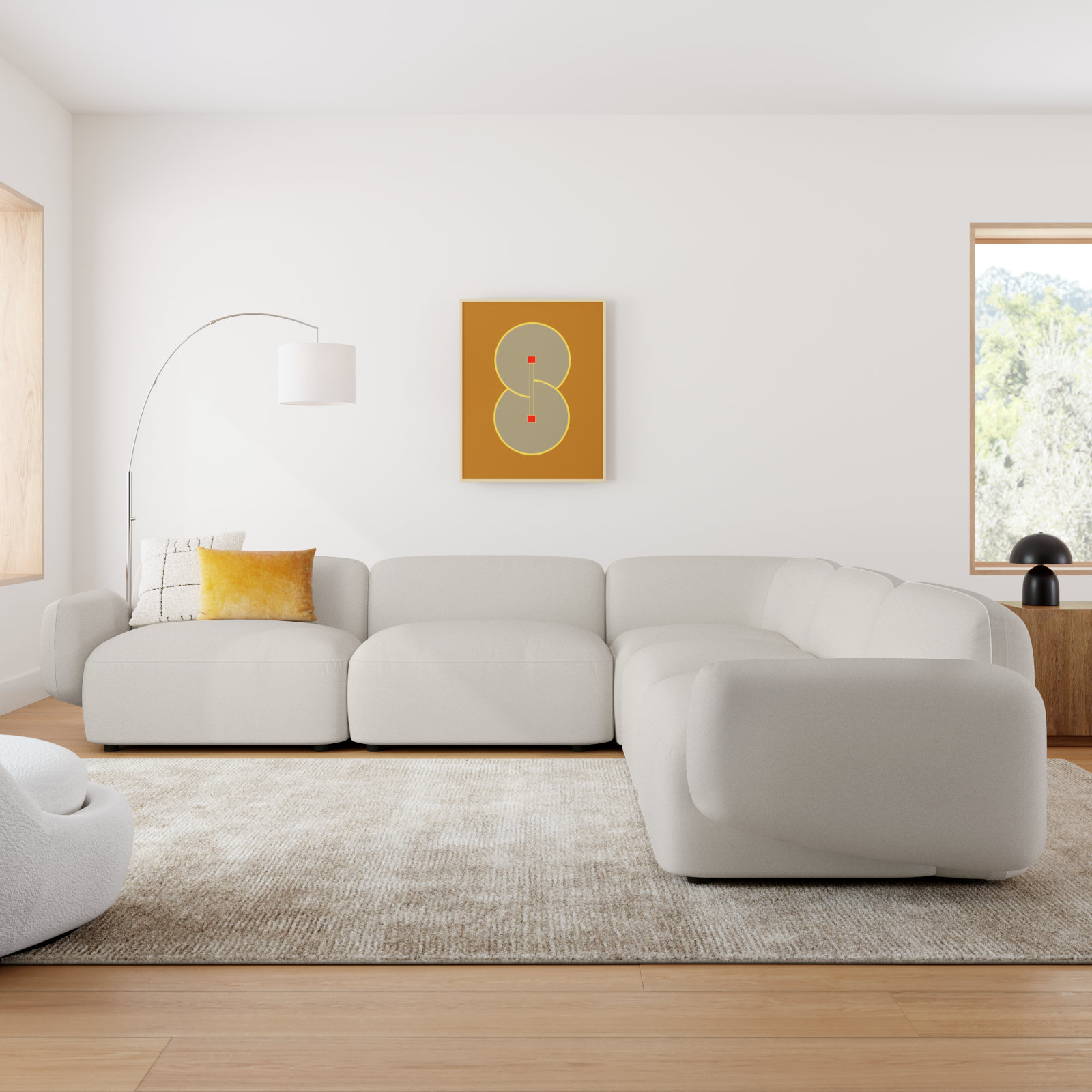 Isles Modular Sectional, Mellow Ivory Chenille