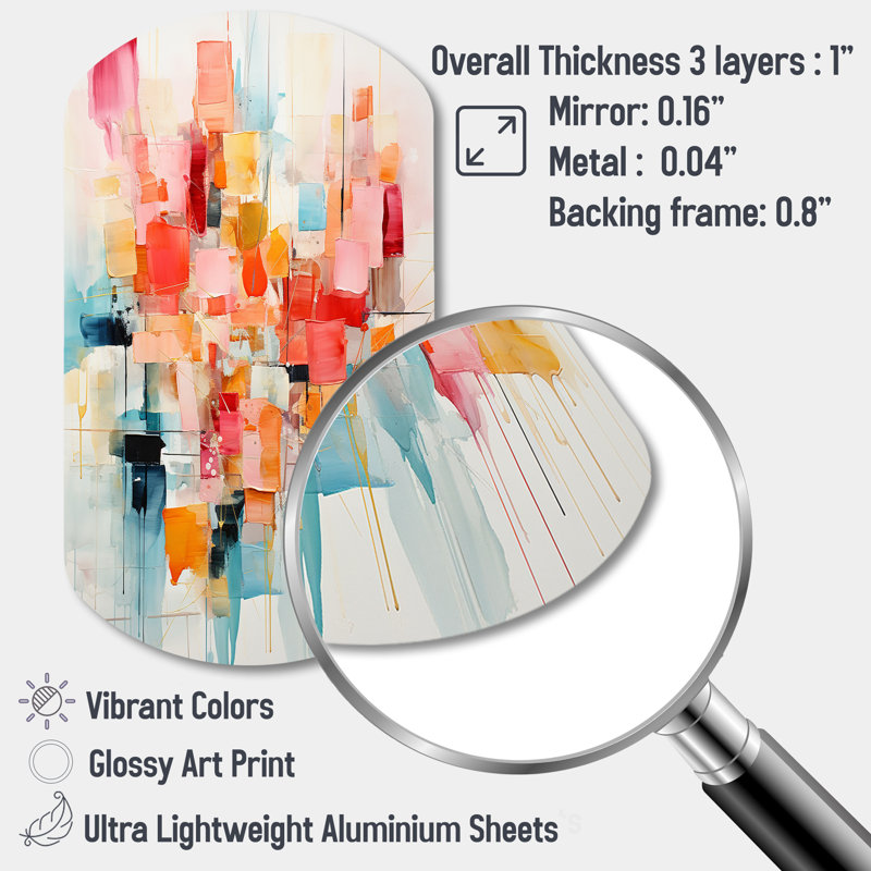 Collage Rhythms I - Abstract Collages Cylinder Shape Asymmetric Metal Wall Art, 31" H x 19" W x 1" D