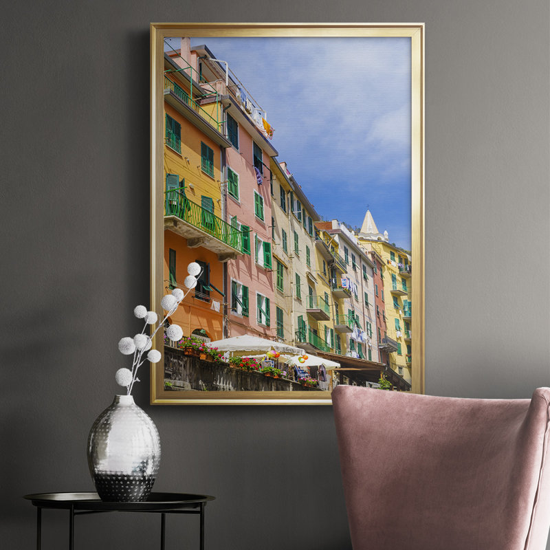 Cinque Terre - reproduction de cadre photo simple, H 42,5 po x l 30,5 po x P 1,25 po, Or