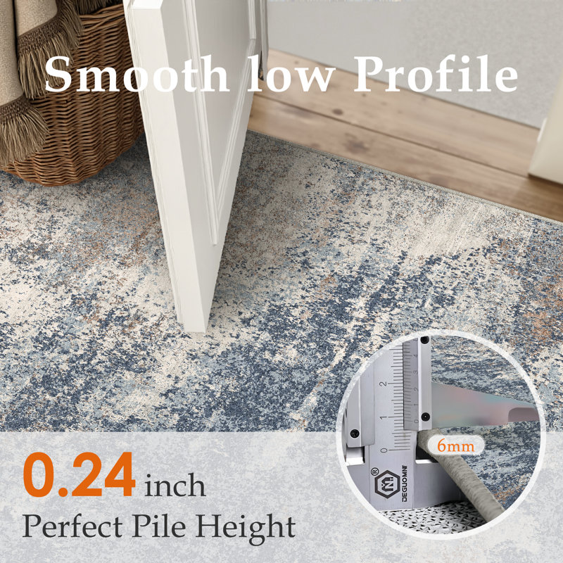 Tapis moderne lavable à la machine avec envers antidérapant Asher, Rectangle 5 pi x 7 pi