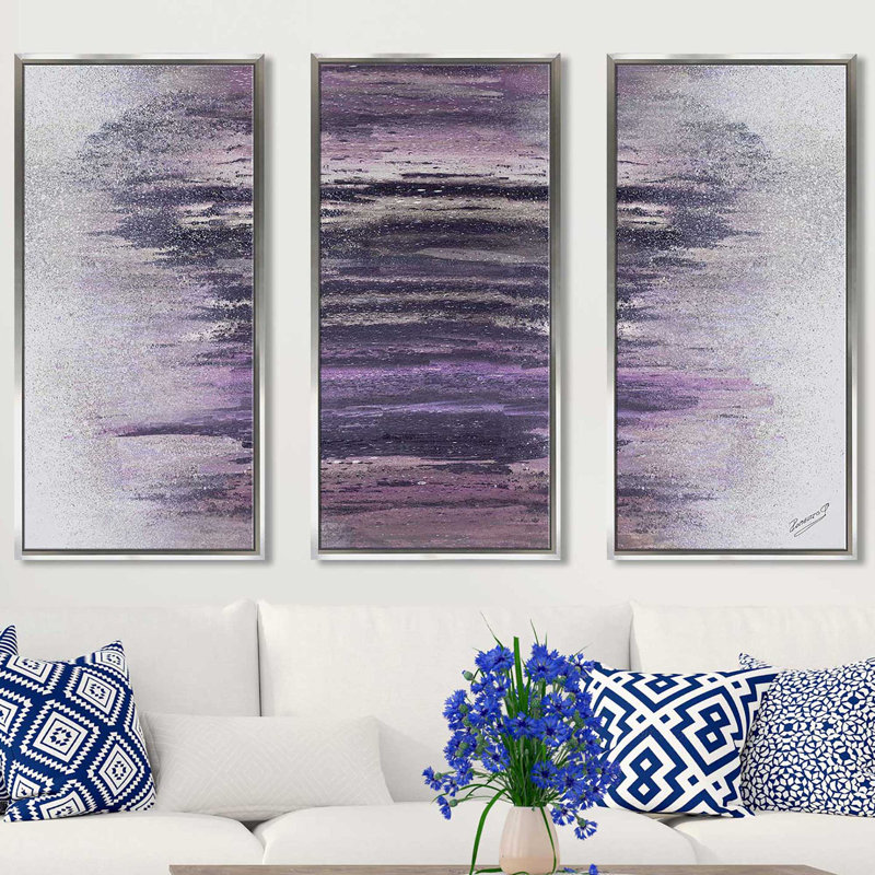 " Purple Woods " 3 - Pieces, 33.5" H x 52.5" W x 2" D