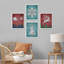 «Red and Teal Winter Christmas Tree Snowflakes», impression encadrée sur papier, 4 pièces-97770757-97770753