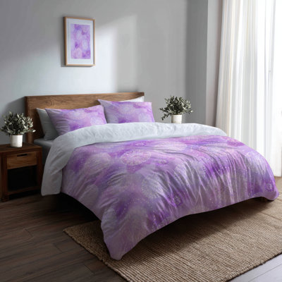 Ensemble de housse de couette et coussin décoratif abstrait abstrait et mauve Boho Mandala