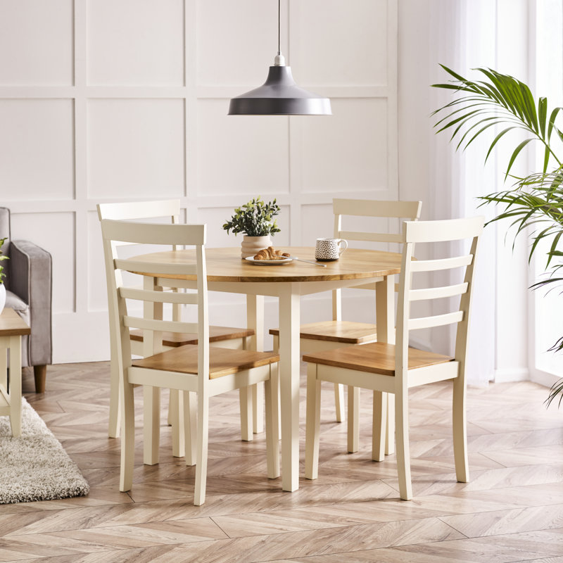 Alissah 4 - Person Rubber Solid Wood Dining Set