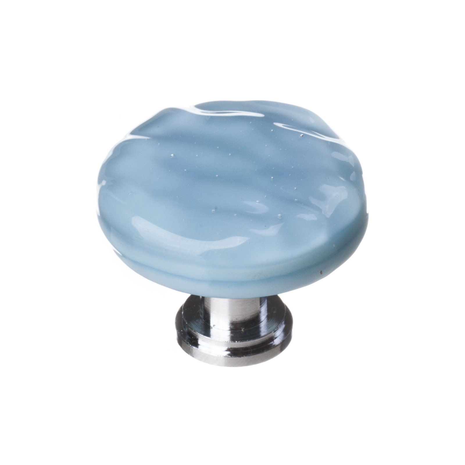Glacier Mushroom Knob Knob, Polished Chrome, Powder Blue