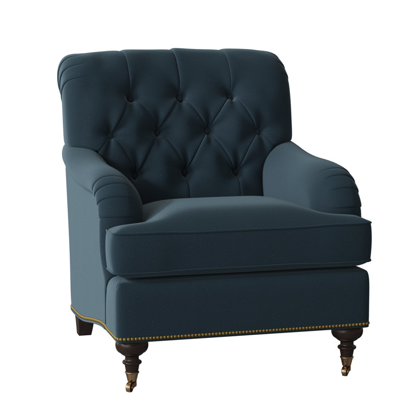 Devan Armchair, Antique Brass Small, Margaret Lagoon, American Walnut