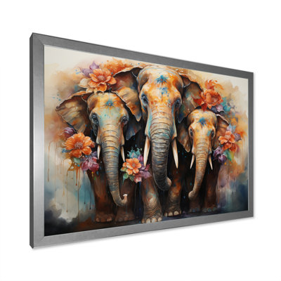 Art asiatique, éléphants thaïlandais - impression