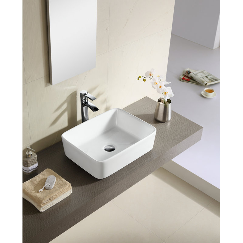 Modern Ceramic Rectangular Vessel Bathroom Sink