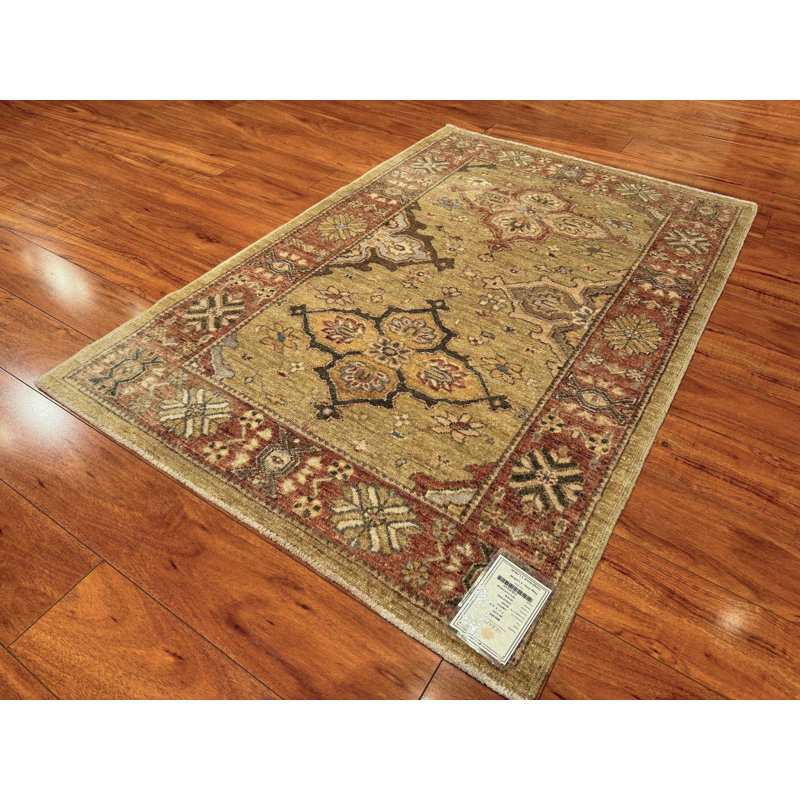 Tapis en laine noué à la main 3 x 5, tapis médaillon, décor de tons terreux