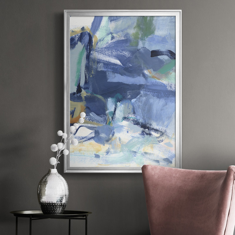«Blue Room I», toile encadrée de qualité supérieure - prête à être accrochée, Argent, H 42,5 po x l 30,5 po x P 1 po