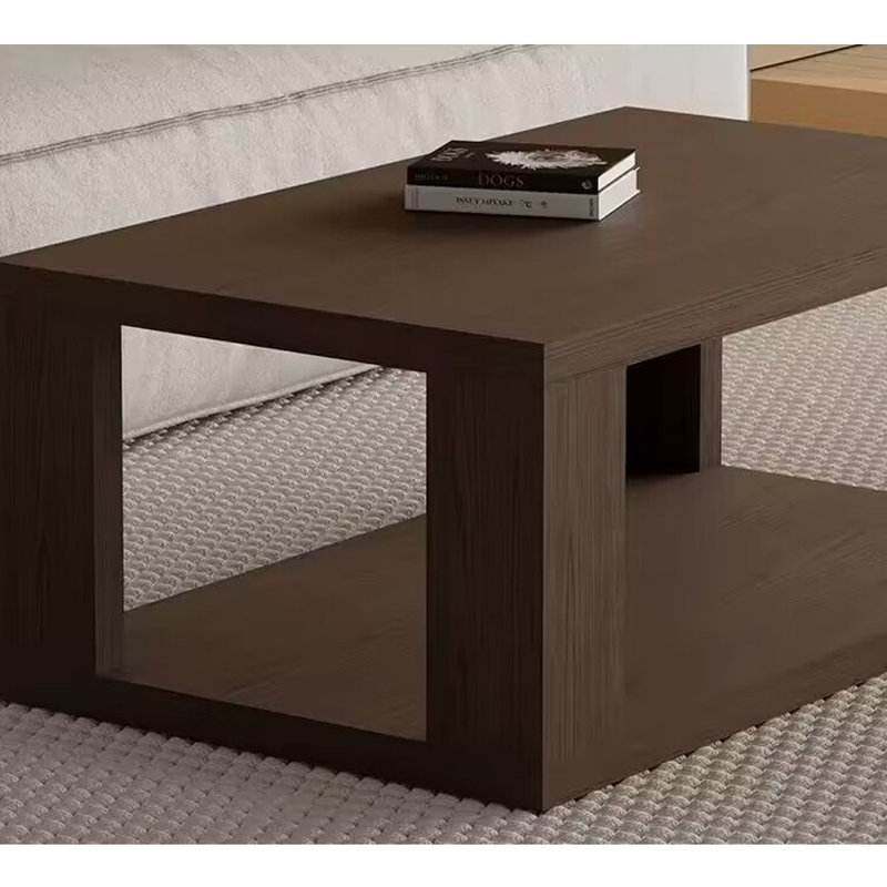 Table basse avec surface en grain de bois naturel épais, Brun, H 15,74 po x L 31,49 po x l 21,65 po