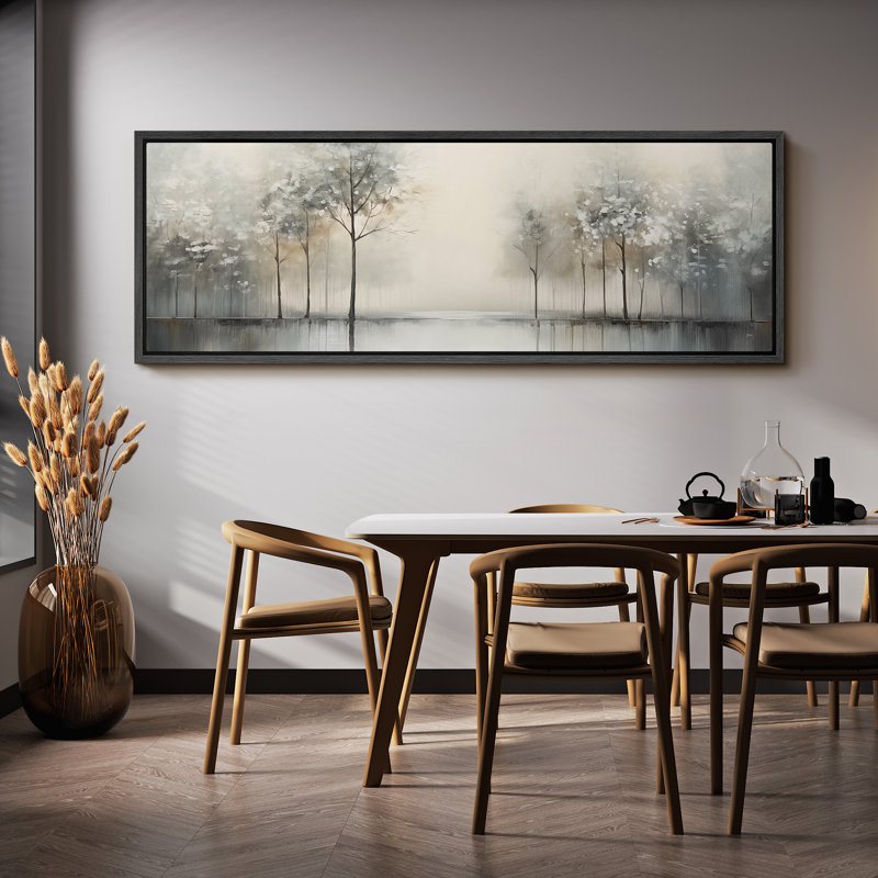 Misty Forest Reflections, reproduction d'art sur toile, H 20 po x l 60 po, Black
