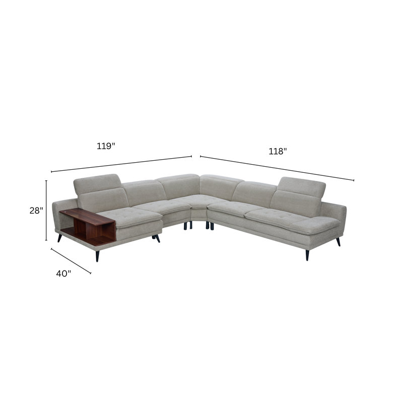 Canapé modulaire rembourré en tissu avec méridienne Zentro 