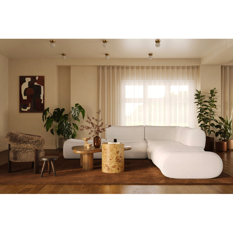 Canapé modulaire 5 pièces Zenith, Mélange de polyester crème