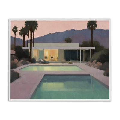 «Tranquil Pool at Sunset», art de la giclée encadrée par Noah Bay
