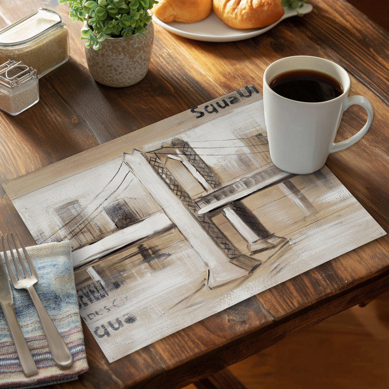 Brown Industrial Polyester Placemat - Abstract Bridge Design