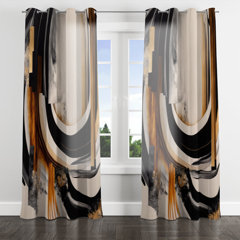 Aureon - Abstract Grommet Curtain - Velvet Room Darkening - 1 panel, 52" W x 84" L, Silver Grommets