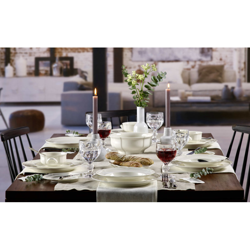 White Ceramic Round Serving Bowl for Salads and Pasta