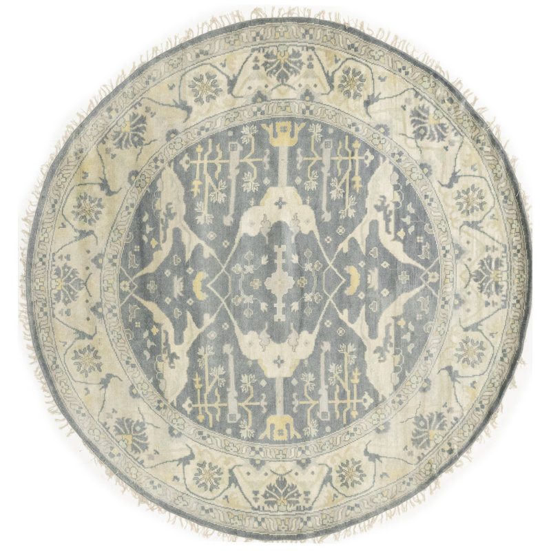 Tapis oriental rond Oushak Chobi Mute
