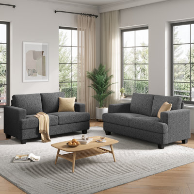 63" Upholstered Sofas 2 Seater Couches Small Loveseat For Small Apartment Living Room (Set Of 2)