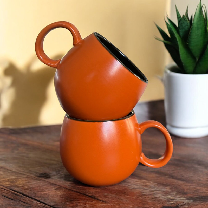 Antwayne Ceramic Coffee Mug, Satin Orange/Dark Chocolate
