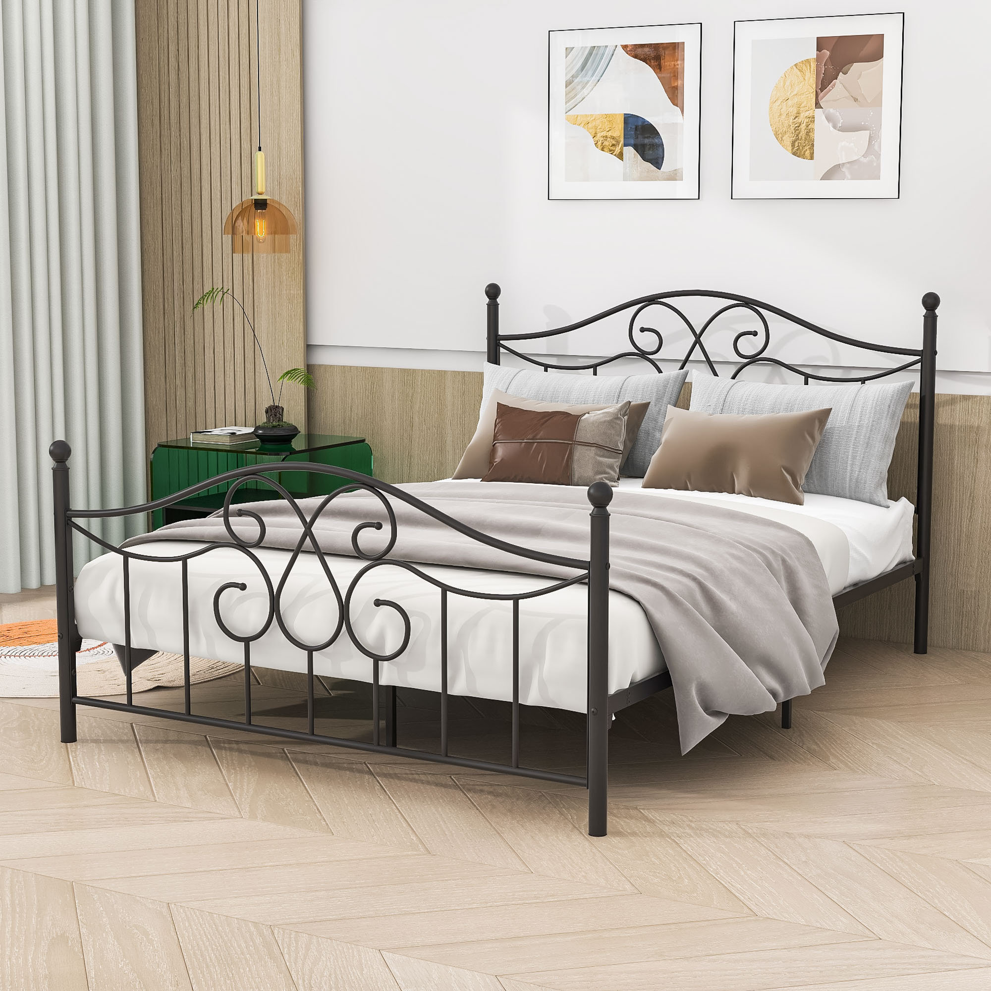 Queen platform bed with deals metal slats