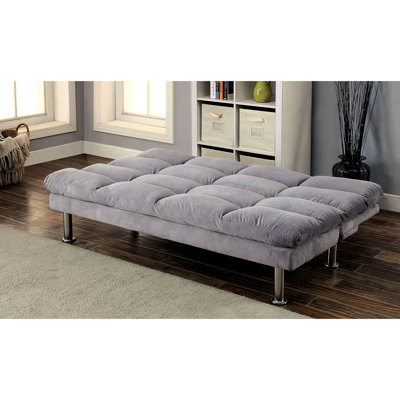 Gray Contemporary Microfiber Futon With Finish Legs And Extra Support, Converts To Bed For , 67"L X 28"W 31"H Legs,