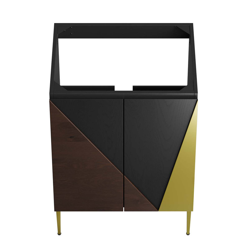 Alchemist 24" Black and Gold Oak Veneer Bathroom Vanity Cabinet