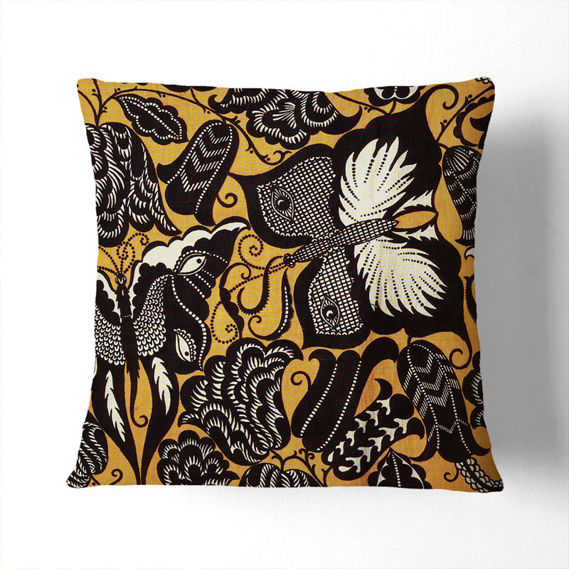 Butterfly Design Square Throw Cushion, White, 55cm H x 55cm W x 20cm D