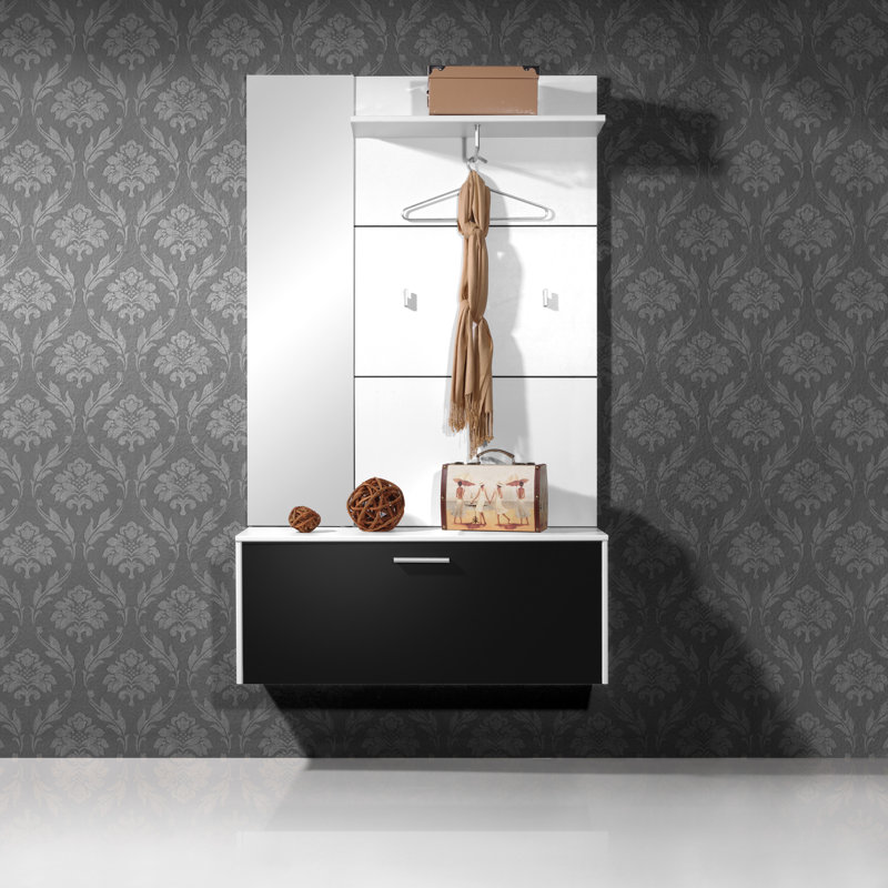 Hall Tree 100cm Wide, White / Black