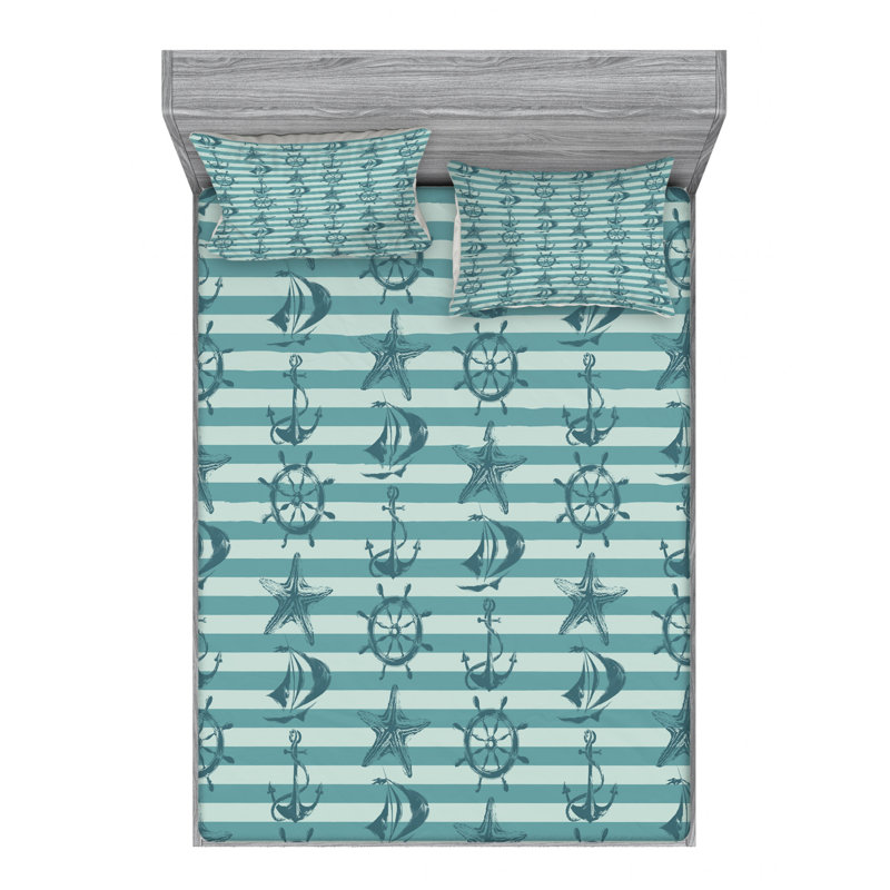 Microfiber Striped Sheet Set, Queen Sheet Set with Fitted Sheet