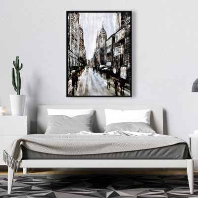Busy Gray Street Print On Canvas