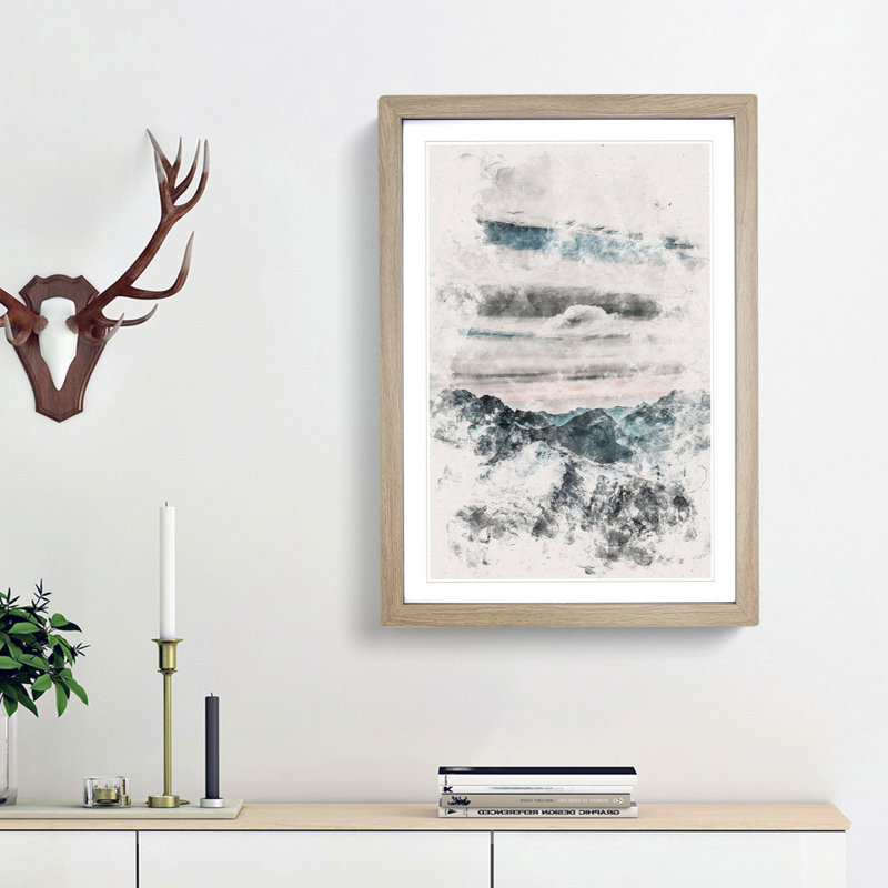 Mountain Clouds - Picture Frame Painting Print, Oak Framed, 33cm H x 24cm W x 2cm D