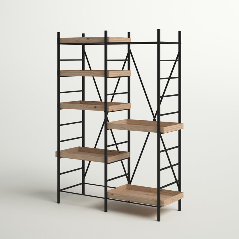 Rustic Iron & Wood 44'' Adjustable Shelving Unit with 6 Shelves