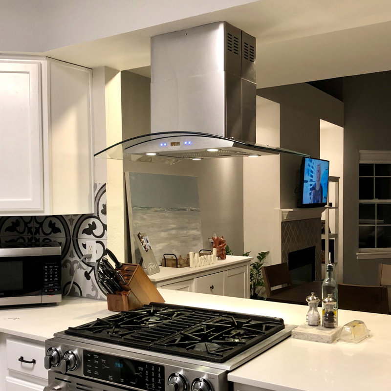 PROLINE 30-Inch Island Range Hood, Ducted, 600 CFM, Stainless Steel, LED Lights, ULTRA-QUIET Blower Motor, 6 Speed, 3-Year Warranty, Dishwasher-Safe Filters