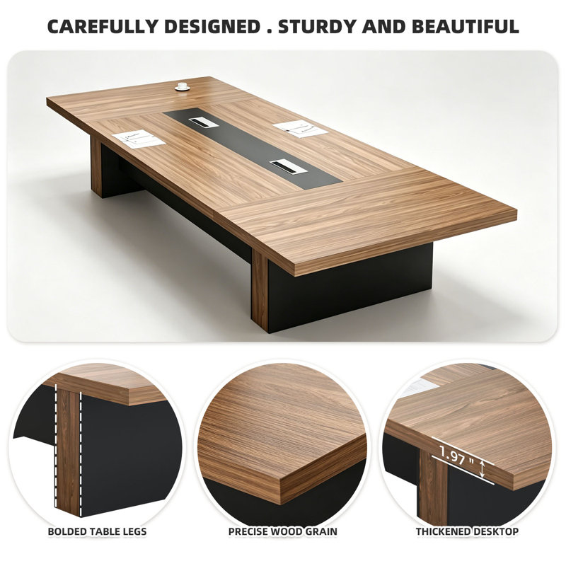 94.6 " MDF Rectangle Conference Table, Walnut