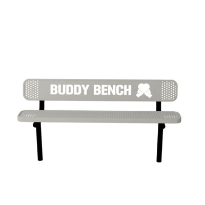Banc d'appoint gris perforé, 1,83 m, avec dossier, à encastrer dans le sol
