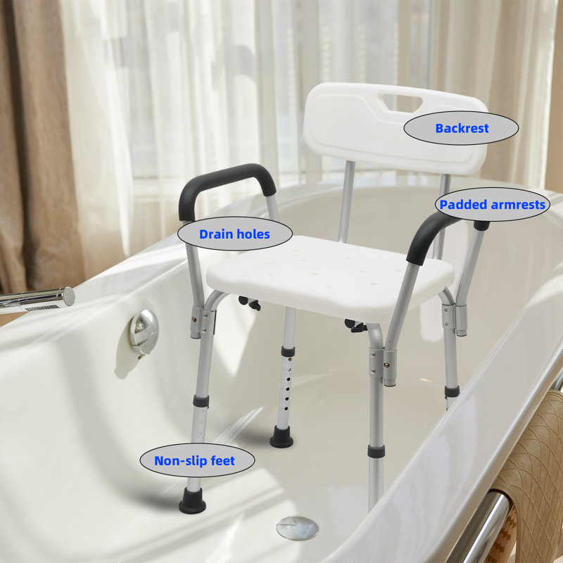 BAOKALER Shower Chair with Adjustable Height Backrest