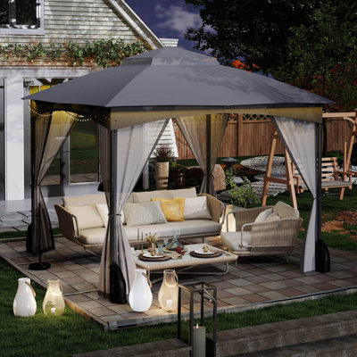 Pavillon de jardin avec moustiquaires 4 portes de sable à fermeture à glissière pour l'extérieur