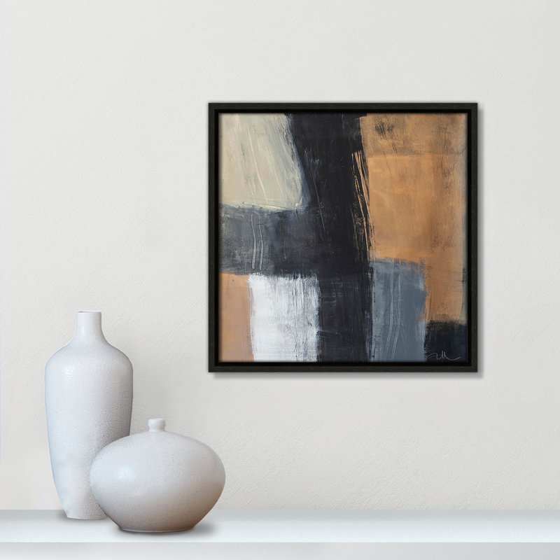 «Metallic Slate II» par Casa Fine Arts, Cadre flottant espresso, H 13,5 po x l 13,5 po x P 2 po