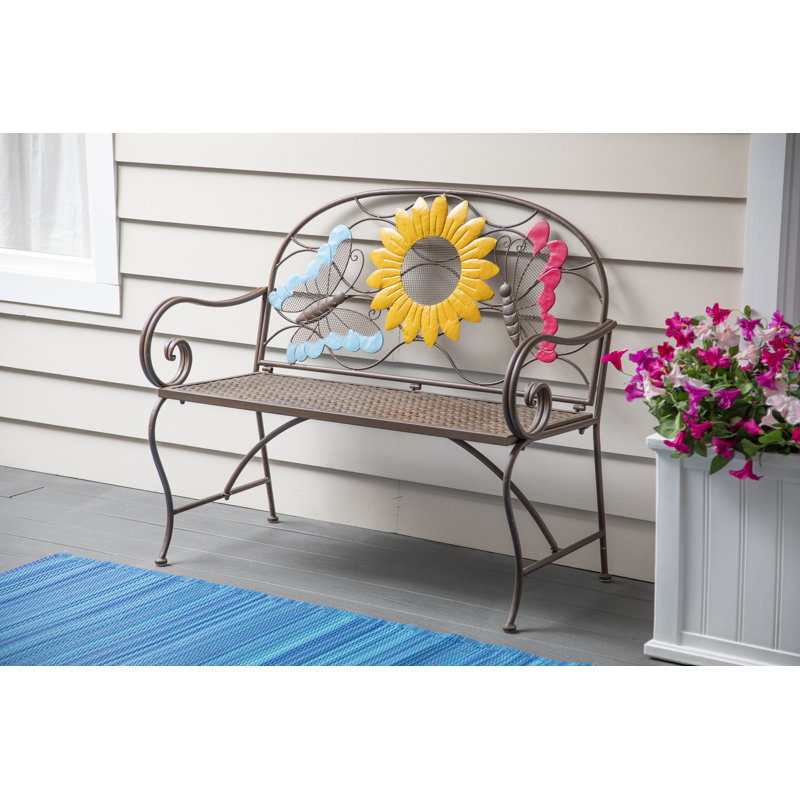 Banc de jardin en tournesol et papillons