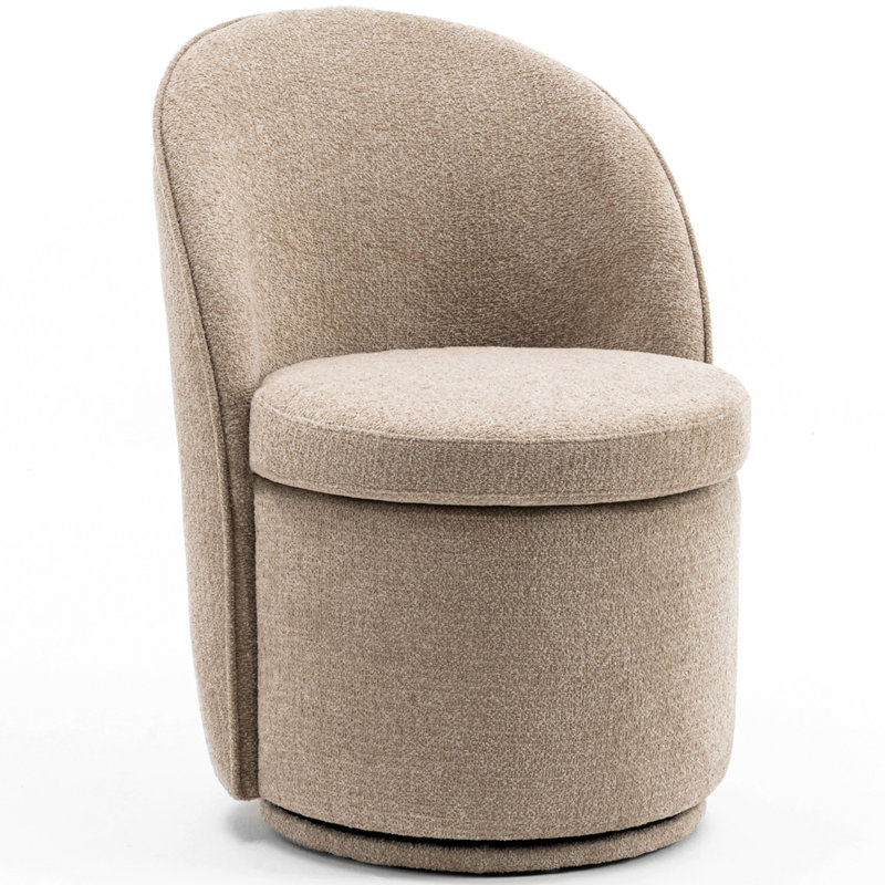 Upholstered Barrel Dining Chairs, Boucle Fabric Swivel Kitchen Chairs, Wingback Side Chairs, Vanity Chairs, Brown