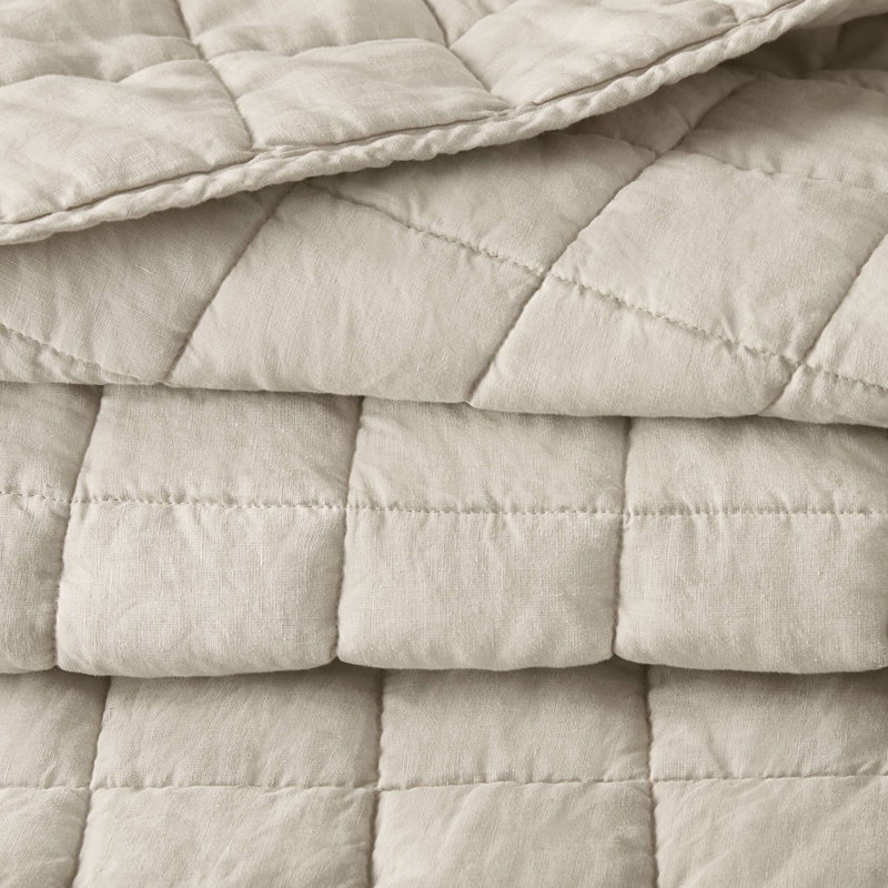 Ensemble de courtepointe 100% lin French Flax, Lin, Courtepointe très grand et 2 très grandes taies 