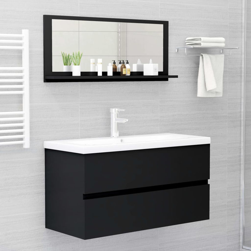 Miroir de salle de bain, Noir, 14.6" x 35.4"