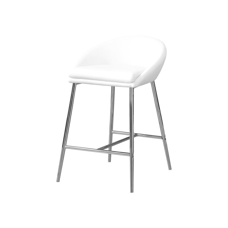 Counter Height Bar Stools , 2Pcs With Modern White And Metal Legs Upholstery Feet Rest